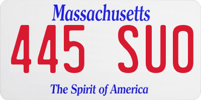 MA license plate 445SU0