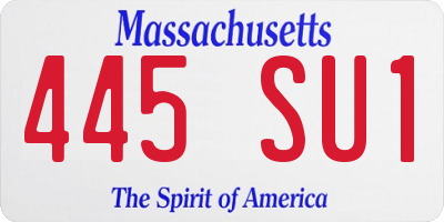 MA license plate 445SU1