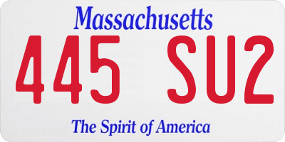 MA license plate 445SU2