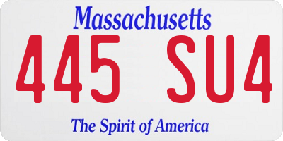 MA license plate 445SU4