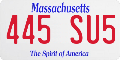 MA license plate 445SU5