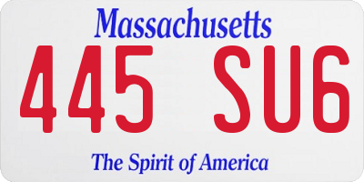 MA license plate 445SU6