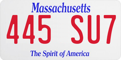 MA license plate 445SU7