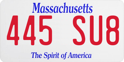 MA license plate 445SU8