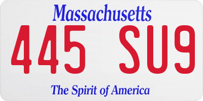 MA license plate 445SU9