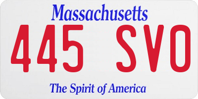 MA license plate 445SV0