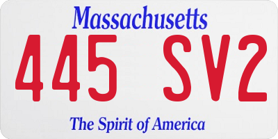 MA license plate 445SV2