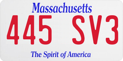 MA license plate 445SV3
