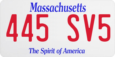 MA license plate 445SV5