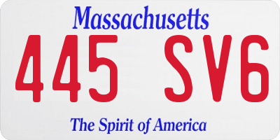 MA license plate 445SV6