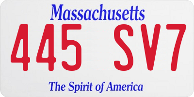 MA license plate 445SV7