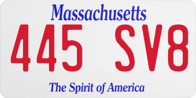 MA license plate 445SV8