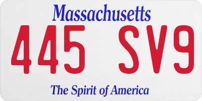 MA license plate 445SV9