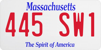 MA license plate 445SW1