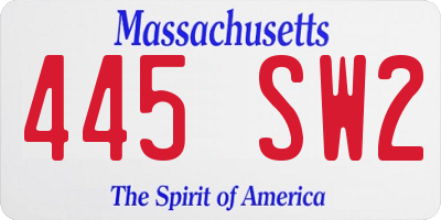 MA license plate 445SW2