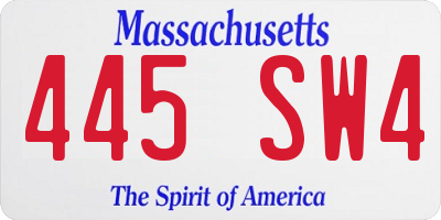 MA license plate 445SW4