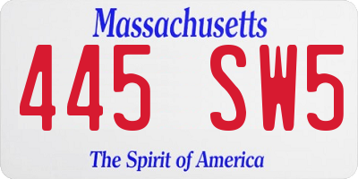 MA license plate 445SW5