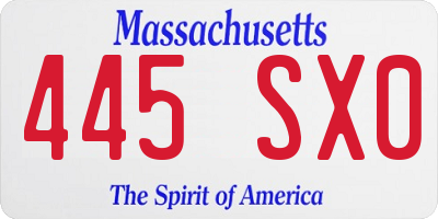 MA license plate 445SX0