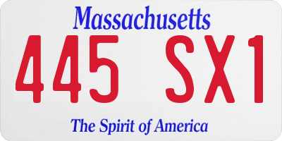 MA license plate 445SX1