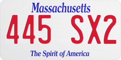MA license plate 445SX2