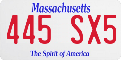MA license plate 445SX5