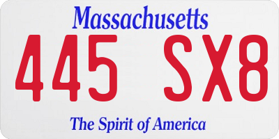 MA license plate 445SX8