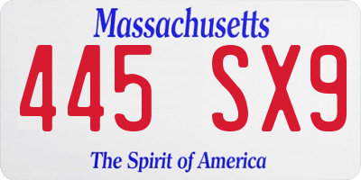 MA license plate 445SX9