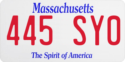 MA license plate 445SY0