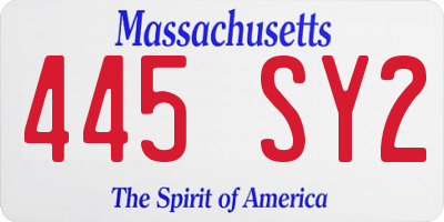 MA license plate 445SY2
