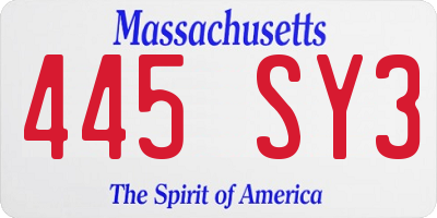 MA license plate 445SY3