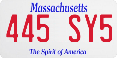 MA license plate 445SY5