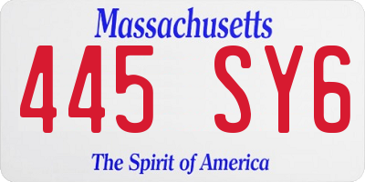 MA license plate 445SY6