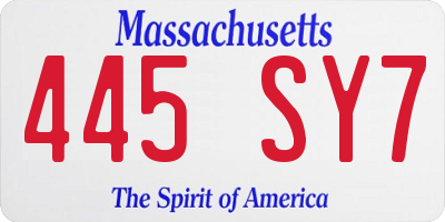 MA license plate 445SY7