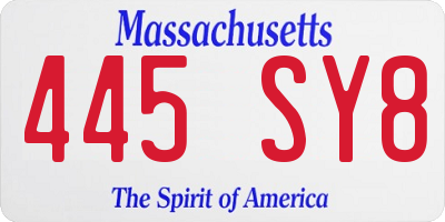 MA license plate 445SY8
