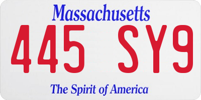 MA license plate 445SY9