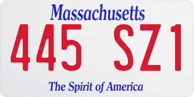 MA license plate 445SZ1
