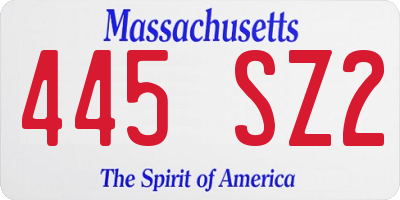 MA license plate 445SZ2