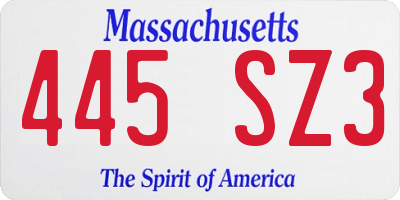 MA license plate 445SZ3
