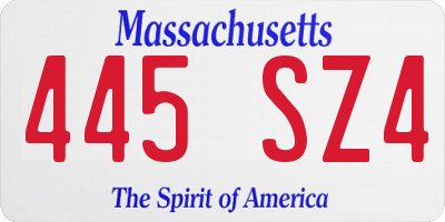 MA license plate 445SZ4