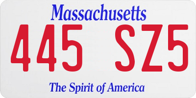 MA license plate 445SZ5