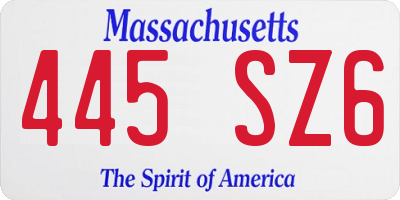 MA license plate 445SZ6