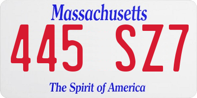 MA license plate 445SZ7