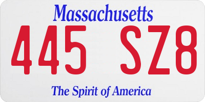MA license plate 445SZ8