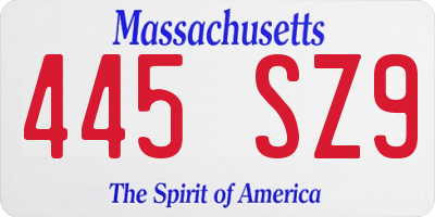 MA license plate 445SZ9
