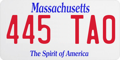 MA license plate 445TA0