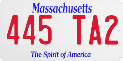 MA license plate 445TA2