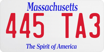 MA license plate 445TA3
