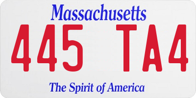 MA license plate 445TA4