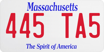 MA license plate 445TA5