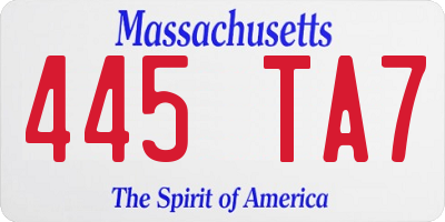 MA license plate 445TA7